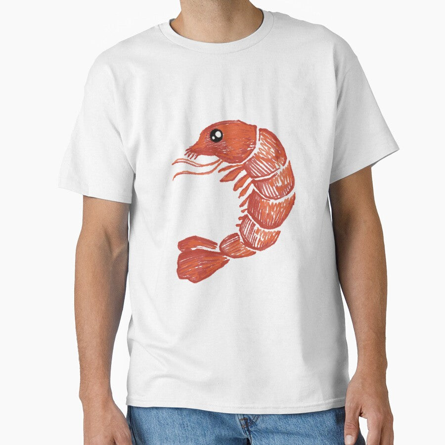 Cute Shrimp with Big Eye  Kawaii Seafood Illustration by Pryhozha Unisex T-shirt, Sweatshirt, Hoodie, Long Sleeve Tee - T-Shirt, Sweatshirt, Hoodie