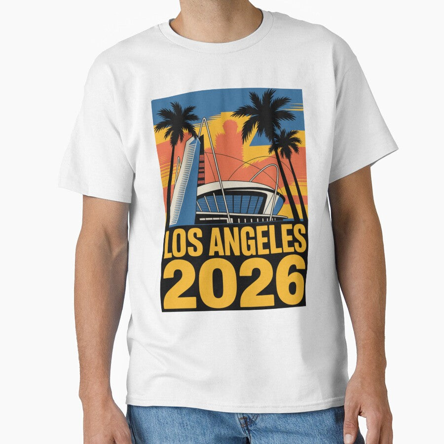Los Angeles 2026 Palm Tree Sunset T-Shirt V1 by DarylWelsh2024 Unisex T-shirt, Sweatshirt, Hoodie, Long Sleeve Tee - T-Shirt, Sweatshirt, Hoodie