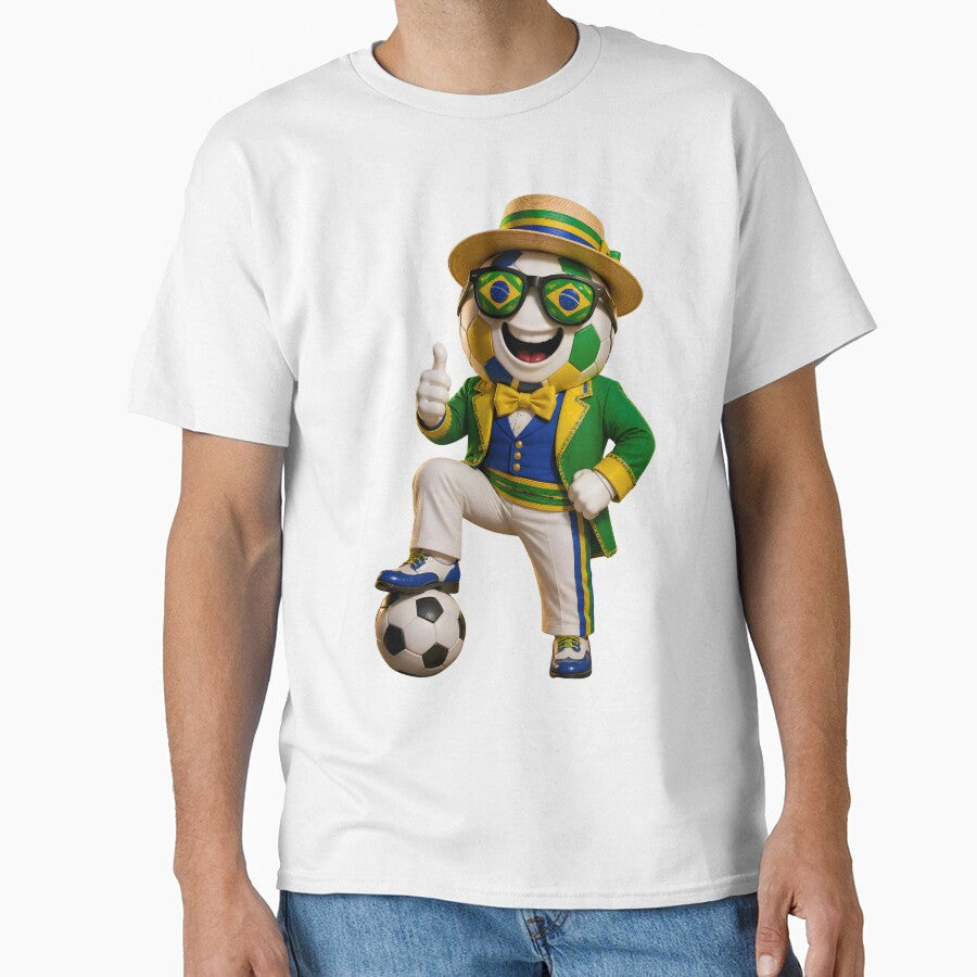 Brazil Soccer Mascot Carnival Football Cartoon Graphic by ArtSpark Studio Unisex T-shirt, Sweatshirt, Hoodie, Long Sleeve Tee - T-Shirt, Sweatshirt, Hoodie
