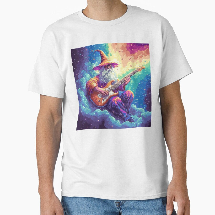Rainbow Wizard Playing Guitar by Kaos-Bit Unisex T-shirt, Sweatshirt, Hoodie, Long Sleeve Tee - T-Shirt, Sweatshirt, Hoodie