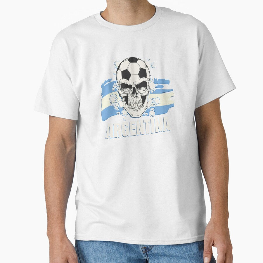 Argentina Flag Skull Soccer Player Argentine by anziehend Unisex T-shirt, Sweatshirt, Hoodie, Long Sleeve Tee - T-Shirt, Sweatshirt, Hoodie