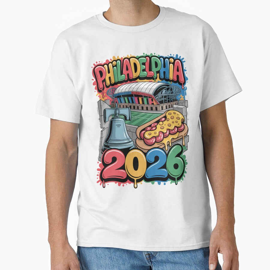 Philadelphia 2026 Liberty Bell Stadium Cheesesteak T-Shirt V16 by DarylWelsh2024 Unisex T-shirt, Sweatshirt, Hoodie, Long Sleeve Tee - T-Shirt, Sweatshirt, Hoodie