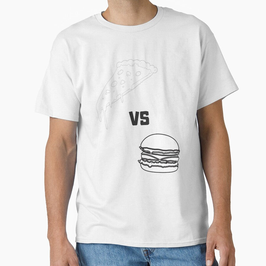 PIZZA V BURGER BW by PrairieRidgeDesigns Unisex T-shirt, Sweatshirt, Hoodie, Long Sleeve Tee - T-Shirt, Sweatshirt, Hoodie