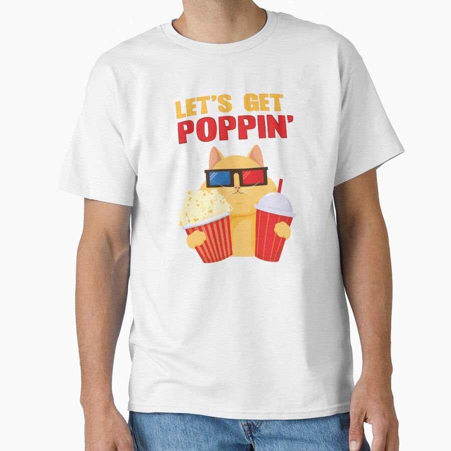 Let's Get Poppin' - Cat Watching a Movie by Art-of-Rory Unisex T-shirt, Sweatshirt, Hoodie, Long Sleeve Tee - T-Shirt, Sweatshirt, Hoodie