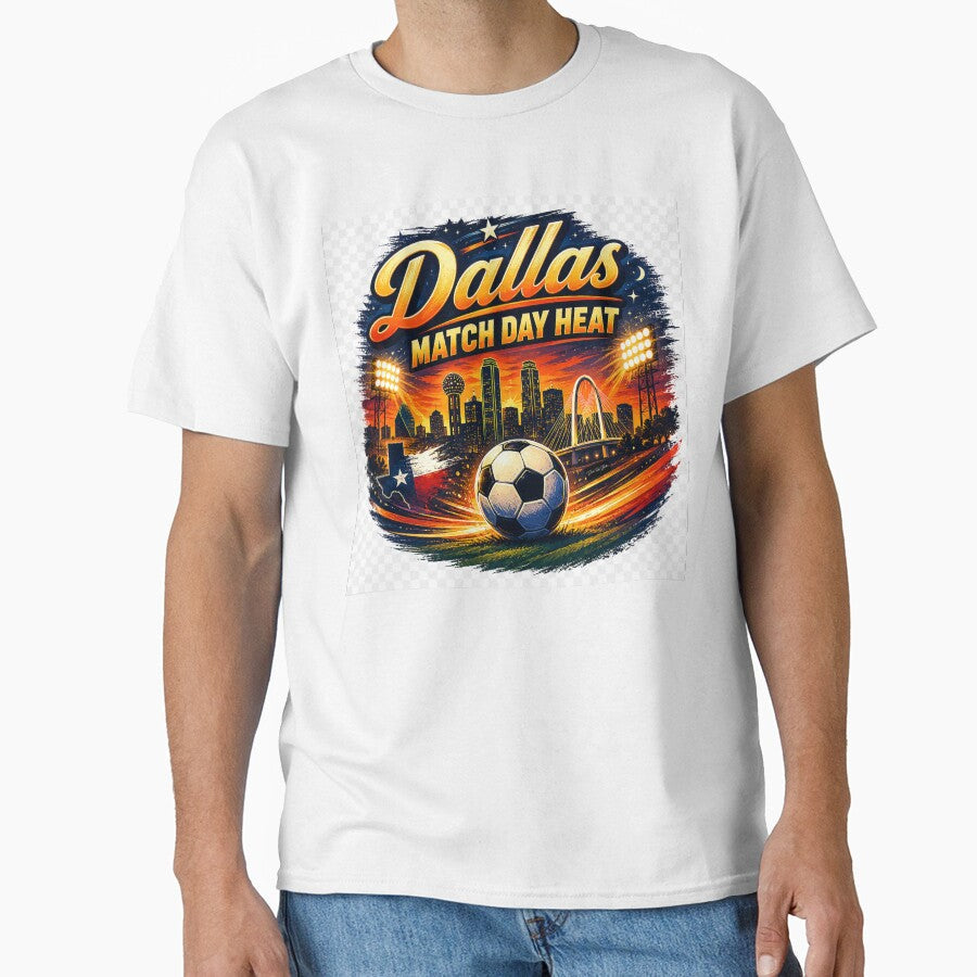Dallas Match Day Heat  Retro Texas Soccer Fan Design by MySheetMusicArt Unisex T-shirt, Sweatshirt, Hoodie, Long Sleeve Tee - T-Shirt, Sweatshirt, Hoodie