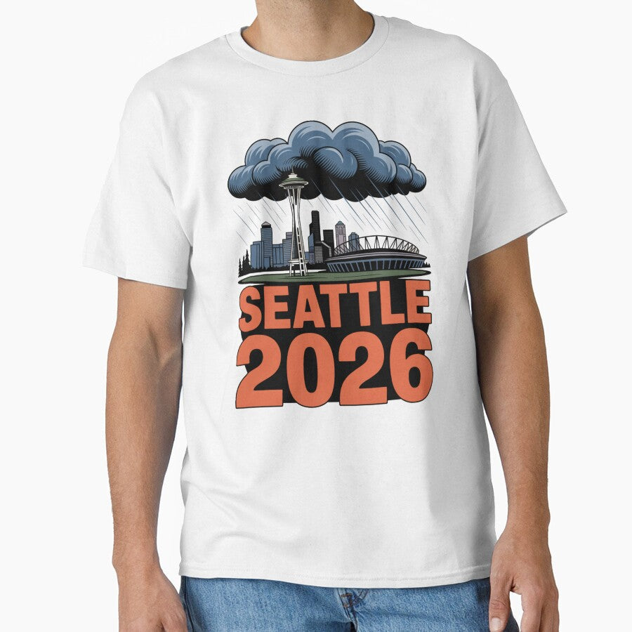 Seattle 2026  Space Needle Stadium Skyline T-Shirt V2 by DarylWelsh2024 Unisex T-shirt, Sweatshirt, Hoodie, Long Sleeve Tee - T-Shirt, Sweatshirt, Hoodie