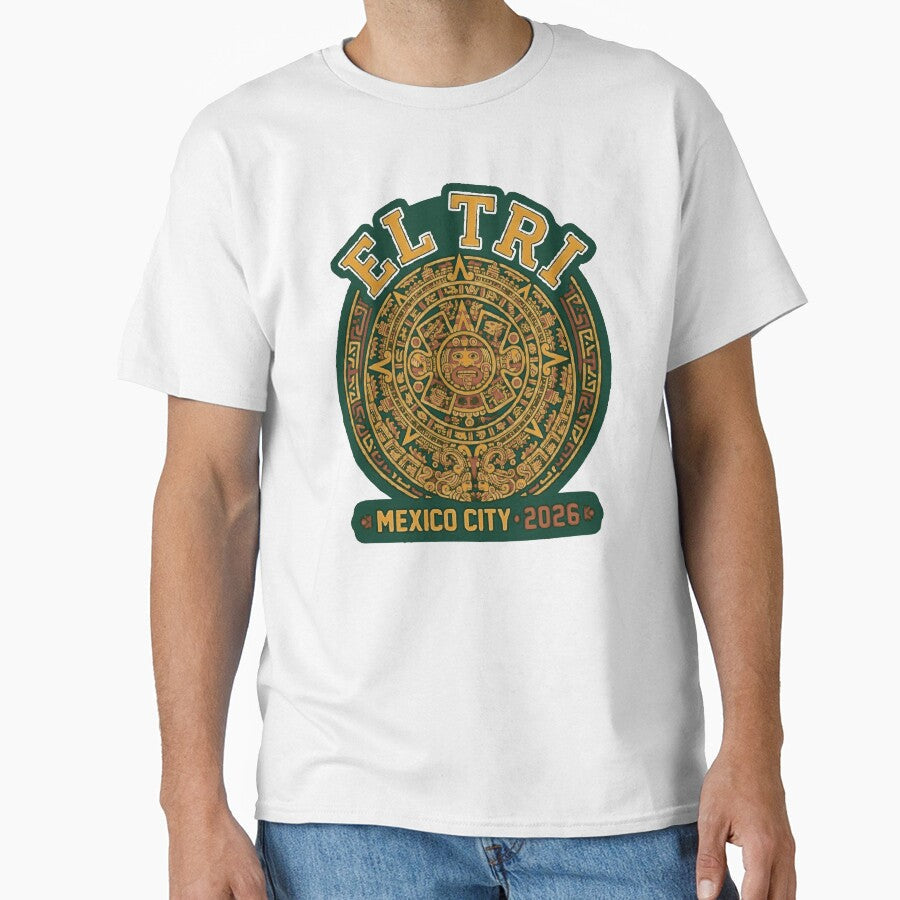 El Tri Mexico City 2026 Aztec Calendar Soccer Badge by Lulustarfox Unisex T-shirt, Sweatshirt, Hoodie, Long Sleeve Tee - T-Shirt, Sweatshirt, Hoodie