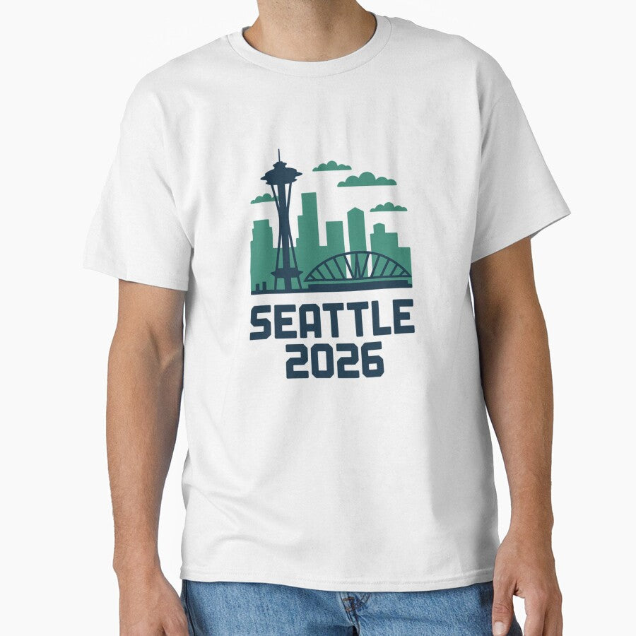 Seattle 2026  Space Needle Stadium Skyline T-Shirt V16 by DarylWelsh2024 Unisex T-shirt, Sweatshirt, Hoodie, Long Sleeve Tee - T-Shirt, Sweatshirt, Hoodie