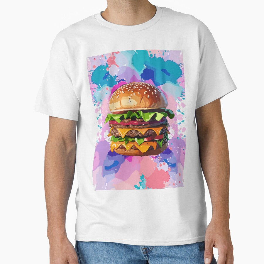 Double Combo Burger - Fast Food Favorite by FridPix Unisex T-shirt, Sweatshirt, Hoodie, Long Sleeve Tee - T-Shirt, Sweatshirt, Hoodie