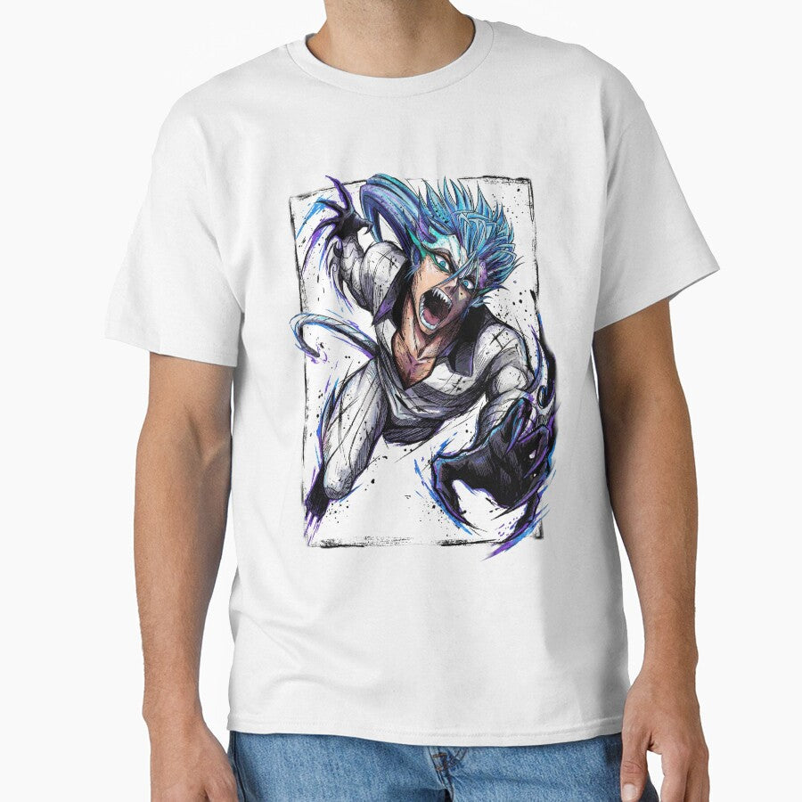 Grimmjow Feline Espada Fighter Manga Style  Intense Eyes Hollow Mask by Senpaiwaves Unisex T-shirt, Sweatshirt, Hoodie, Long Sleeve Tee - T-Shirt, Sweatshirt, Hoodie