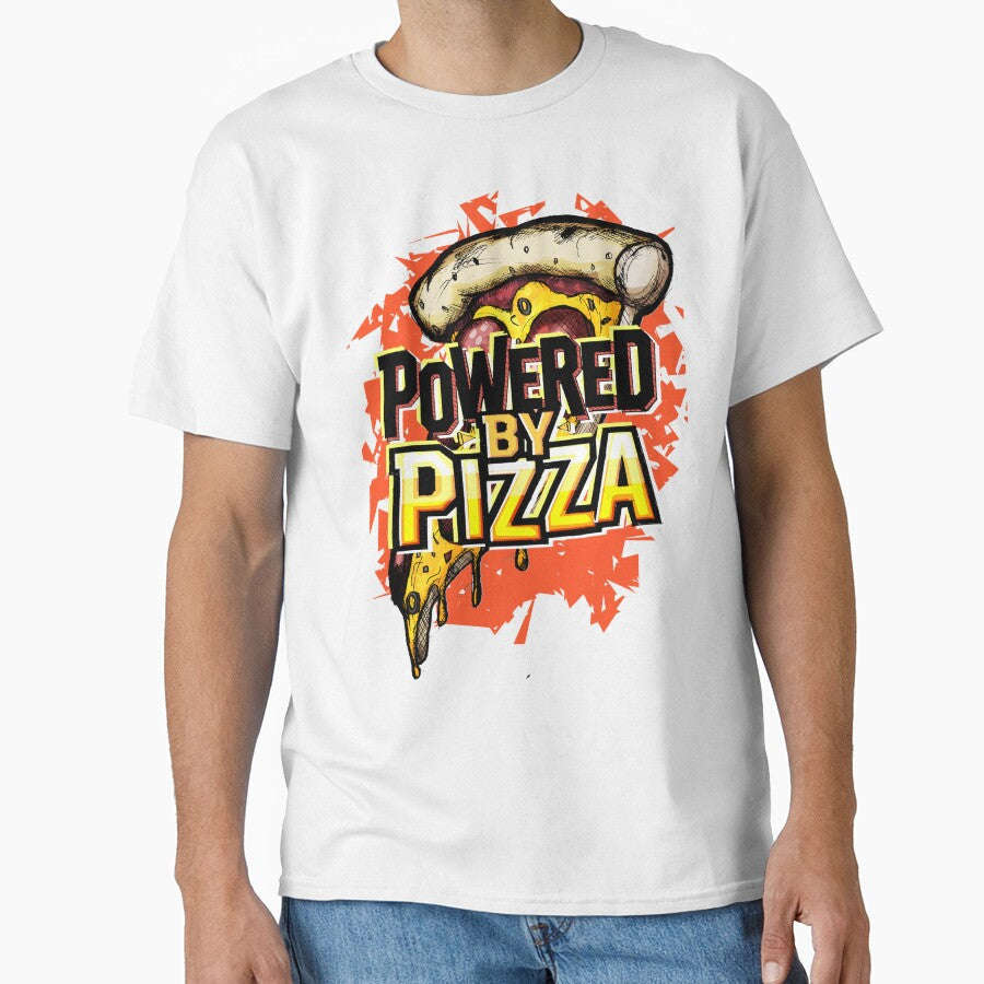 Powered By Pizza by RGpresdiffart Unisex T-shirt, Sweatshirt, Hoodie, Long Sleeve Tee - T-Shirt, Sweatshirt, Hoodie