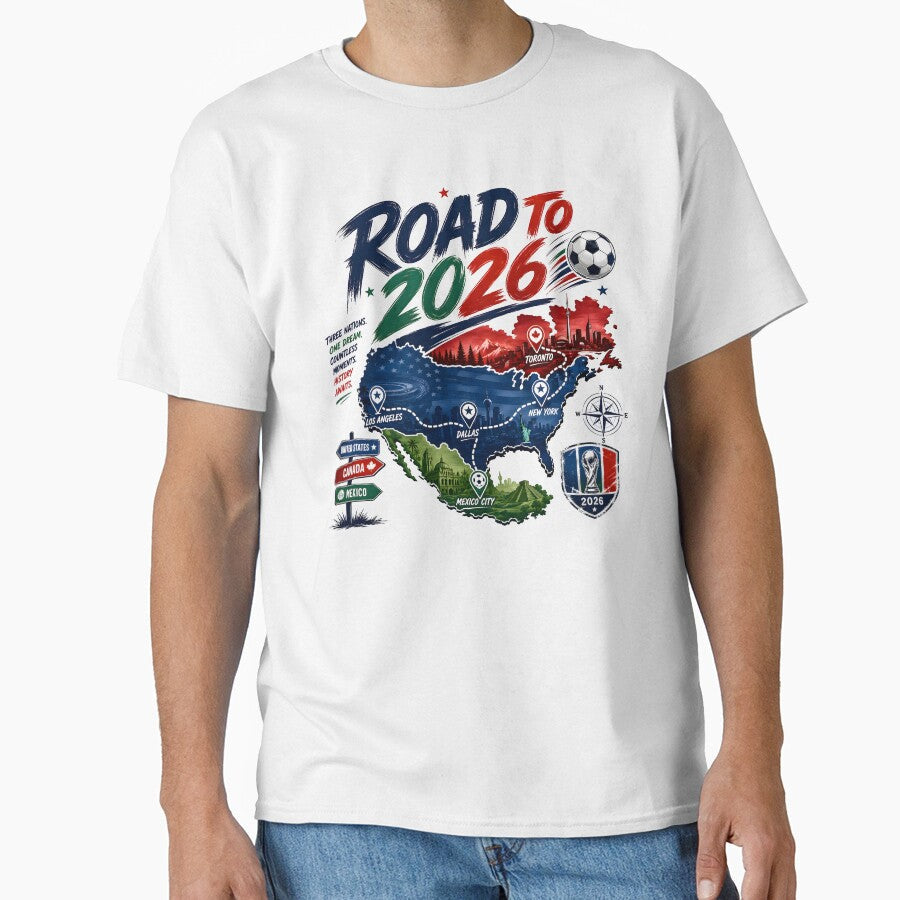 Road To 2026 Football Adventure | Three Nations One Dream Soccer Fan Design by TrueArtVibes - T-Shirt, Sweatshirt, Hoodie