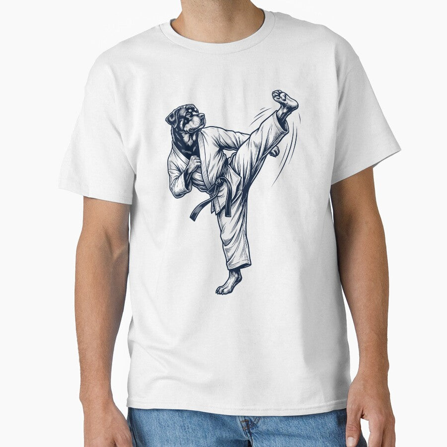 Vintage Rottweiler Doing Karate Martial Art Dog Lover by TerryConnells Unisex T-shirt, Sweatshirt, Hoodie, Long Sleeve Tee - T-Shirt, Sweatshirt, Hoodie