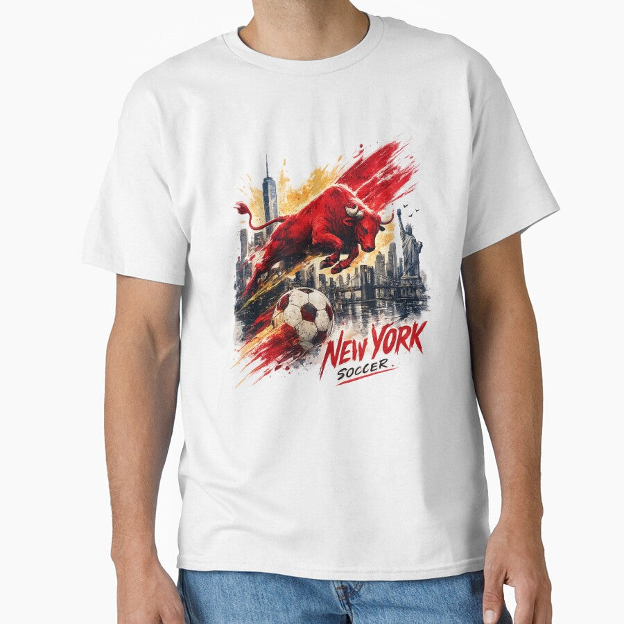 New York Soccer Bull Design NYC Football Graphic Shirt Urban Street Style Sports Tee Charging Bull Art Gift for Football Fans by GarnerSupplyCo - T-Shirt, Sweatshirt, Hoodie