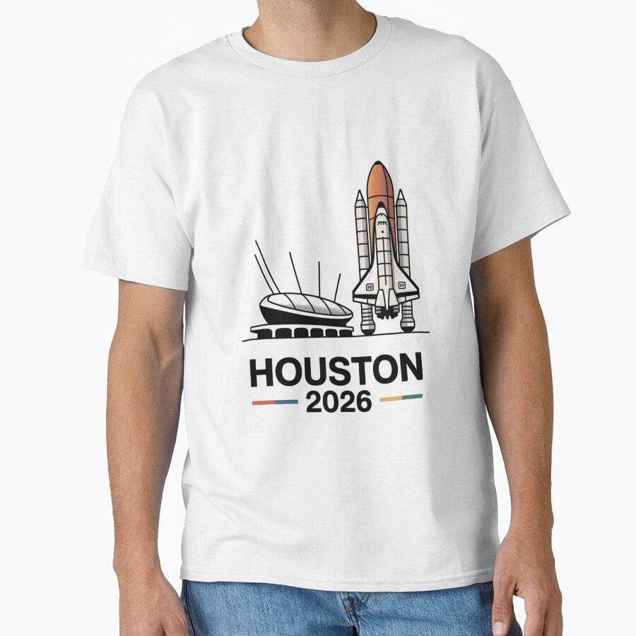 Houston 2026 Space Shuttle Football T-Shirt V15 by DarylWelsh2024 Unisex T-shirt, Sweatshirt, Hoodie, Long Sleeve Tee - T-Shirt, Sweatshirt, Hoodie