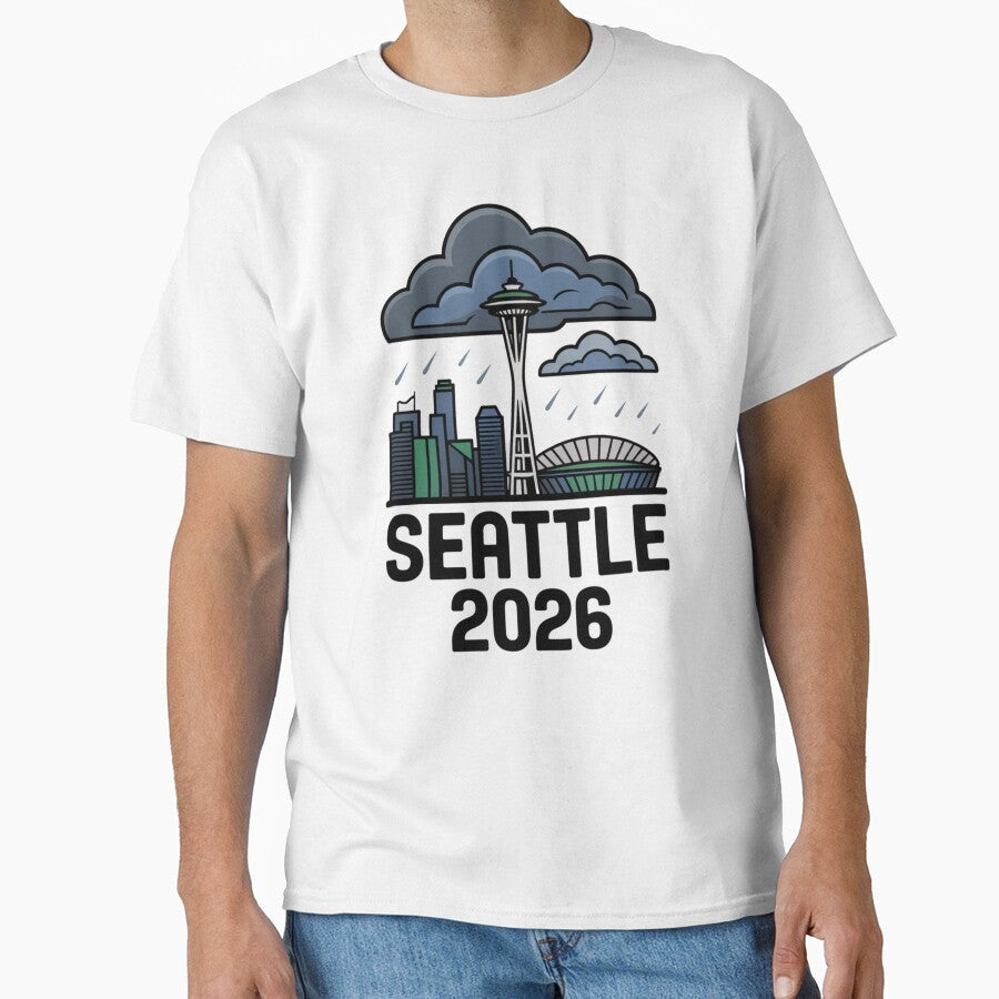 Seattle 2026  Space Needle Stadium Skyline T-Shirt V21 by DarylWelsh2024 Unisex T-shirt, Sweatshirt, Hoodie, Long Sleeve Tee - T-Shirt, Sweatshirt, Hoodie