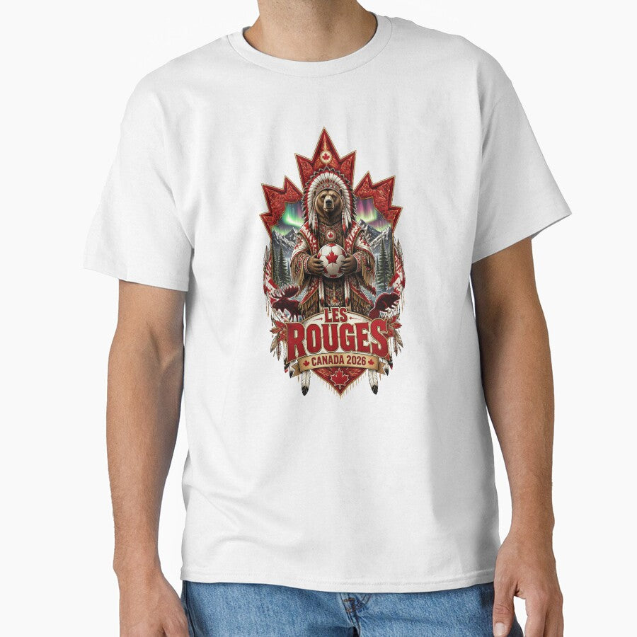 Canada Soccer Bear - Les Rouges Vintage  Indigenous Football Fan T-Shirt 2026 by 18-30 Unisex T-shirt, Sweatshirt, Hoodie, Long Sleeve Tee - T-Shirt, Sweatshirt, Hoodie