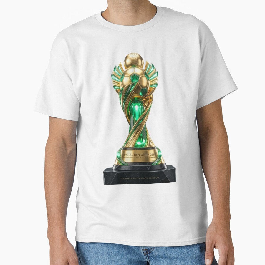 The Golden Glory 2026 - Futurist Soccer Trophy by AetherEcho Unisex T-shirt, Sweatshirt, Hoodie, Long Sleeve Tee - T-Shirt, Sweatshirt, Hoodie
