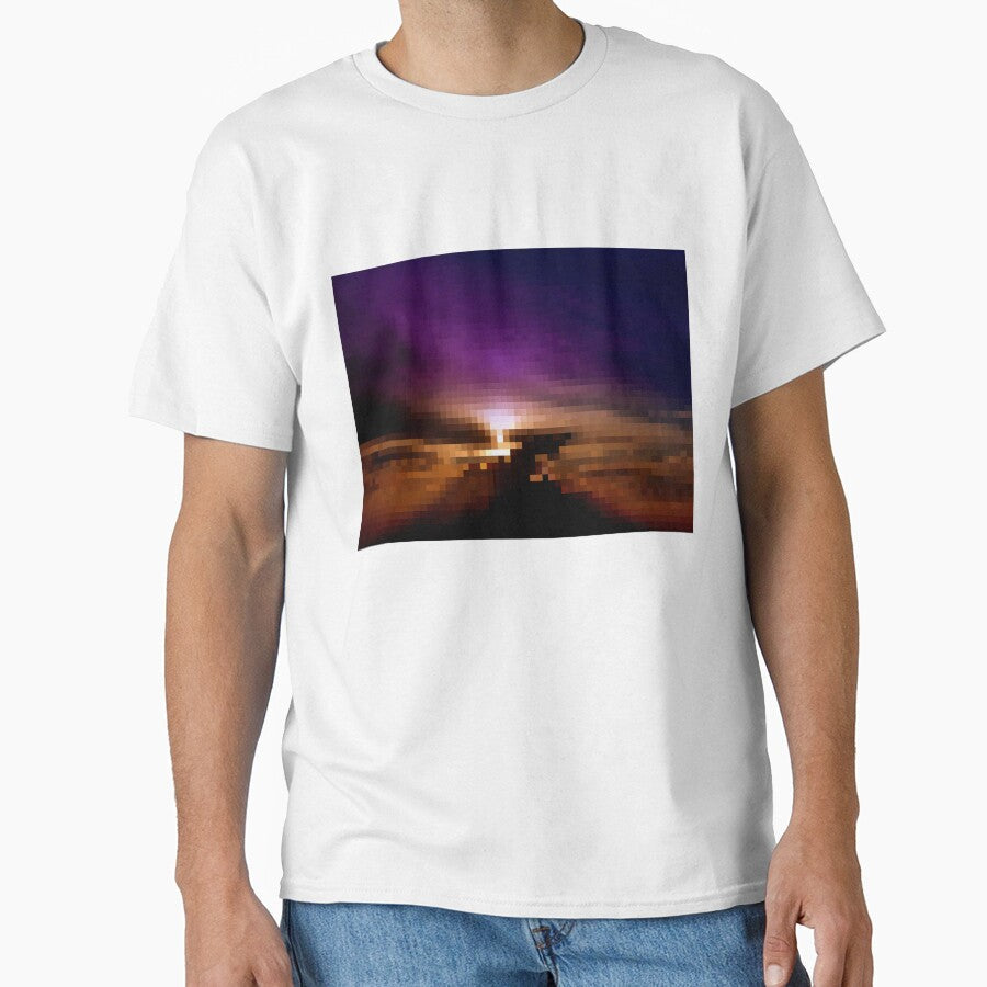 Pixelated Colorful Sunset Silhouette by Potato Quality Prints Unisex T-shirt, Sweatshirt, Hoodie, Long Sleeve Tee - T-Shirt, Sweatshirt, Hoodie