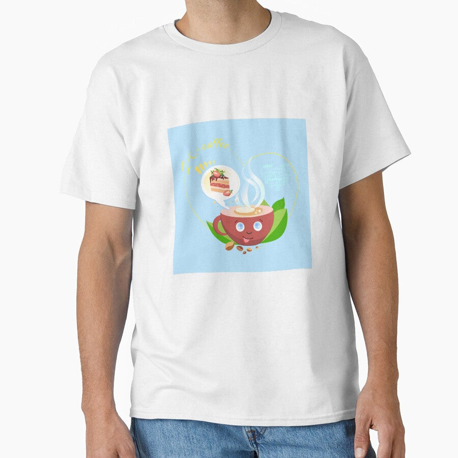 cup of coffee with a slice of cake by amatiana Unisex T-shirt, Sweatshirt, Hoodie, Long Sleeve Tee - T-Shirt, Sweatshirt, Hoodie