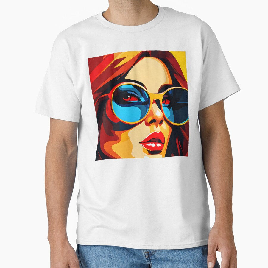 Pop Art Female With Sunglasses Comic Book Art by DEC02 Unisex T-shirt, Sweatshirt, Hoodie, Long Sleeve Tee - T-Shirt, Sweatshirt, Hoodie
