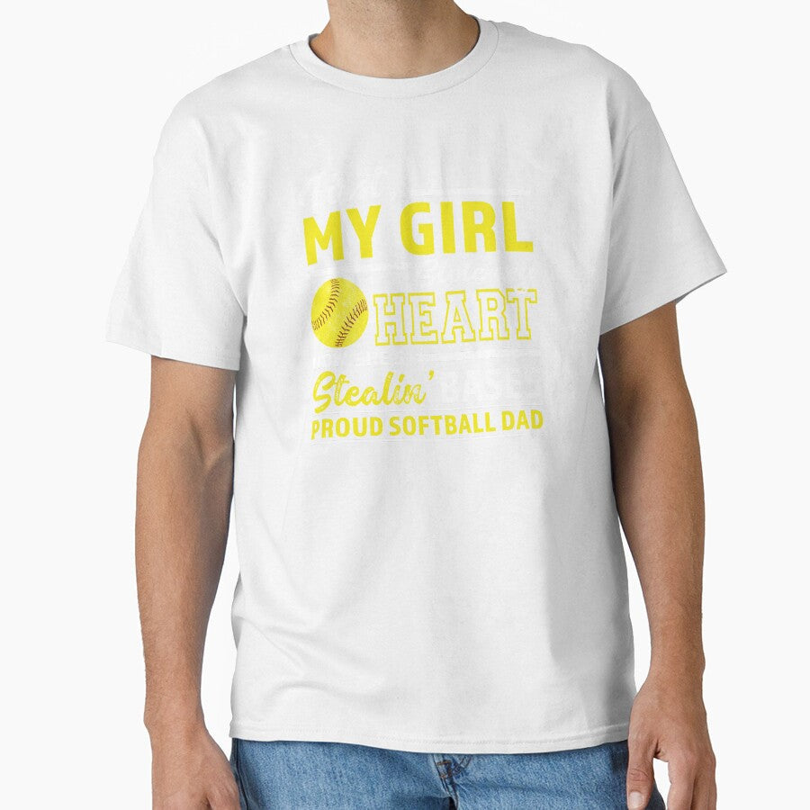 Mens First My Girl Stole Heart Now Stealin' Bases Softball Dad graphic by nikkidawn74 Unisex T-shirt, Sweatshirt, Hoodie, Long Sleeve Tee - T-Shirt, Sweatshirt, Hoodie
