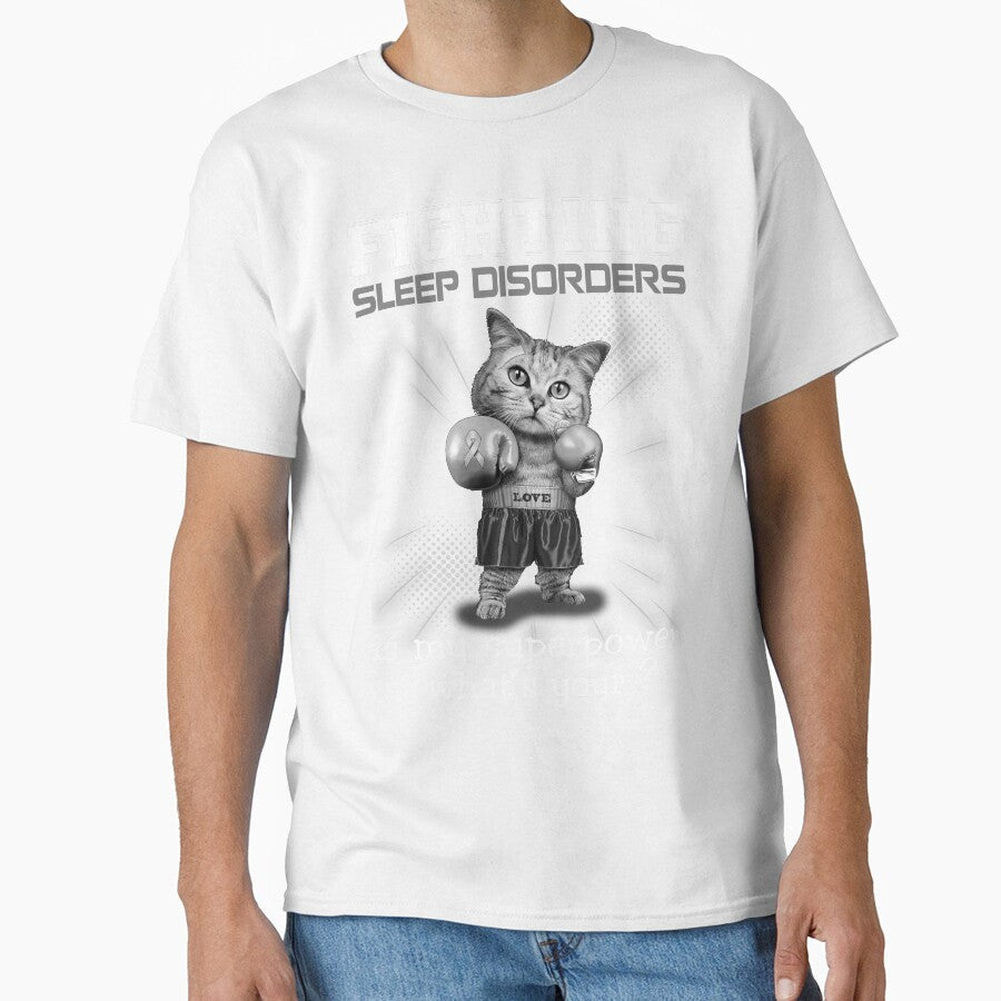 Funny Cat Fighting Sleep Disorders Is My Superpower What's Your by Kohend Unisex T-shirt, Sweatshirt, Hoodie, Long Sleeve Tee - T-Shirt, Sweatshirt, Hoodie