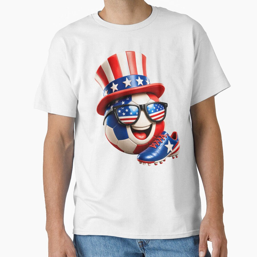 Patriotic Soccer Ball Cartoon USA Sports Graphic by ArtSpark Studio Unisex T-shirt, Sweatshirt, Hoodie, Long Sleeve Tee - T-Shirt, Sweatshirt, Hoodie