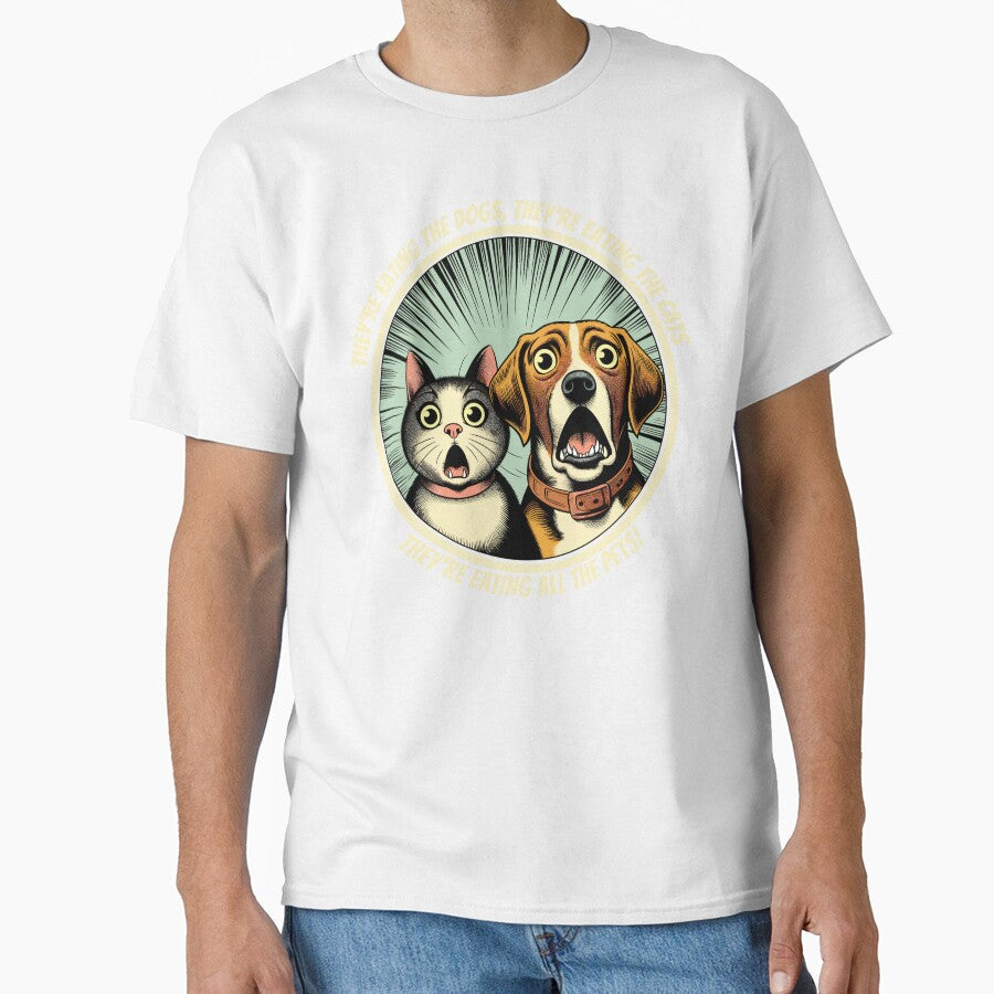 They're Eating The Dogs, Donald Trump Quote, Election 2024 by Roger-C Unisex T-shirt, Sweatshirt, Hoodie, Long Sleeve Tee - T-Shirt, Sweatshirt, Hoodie