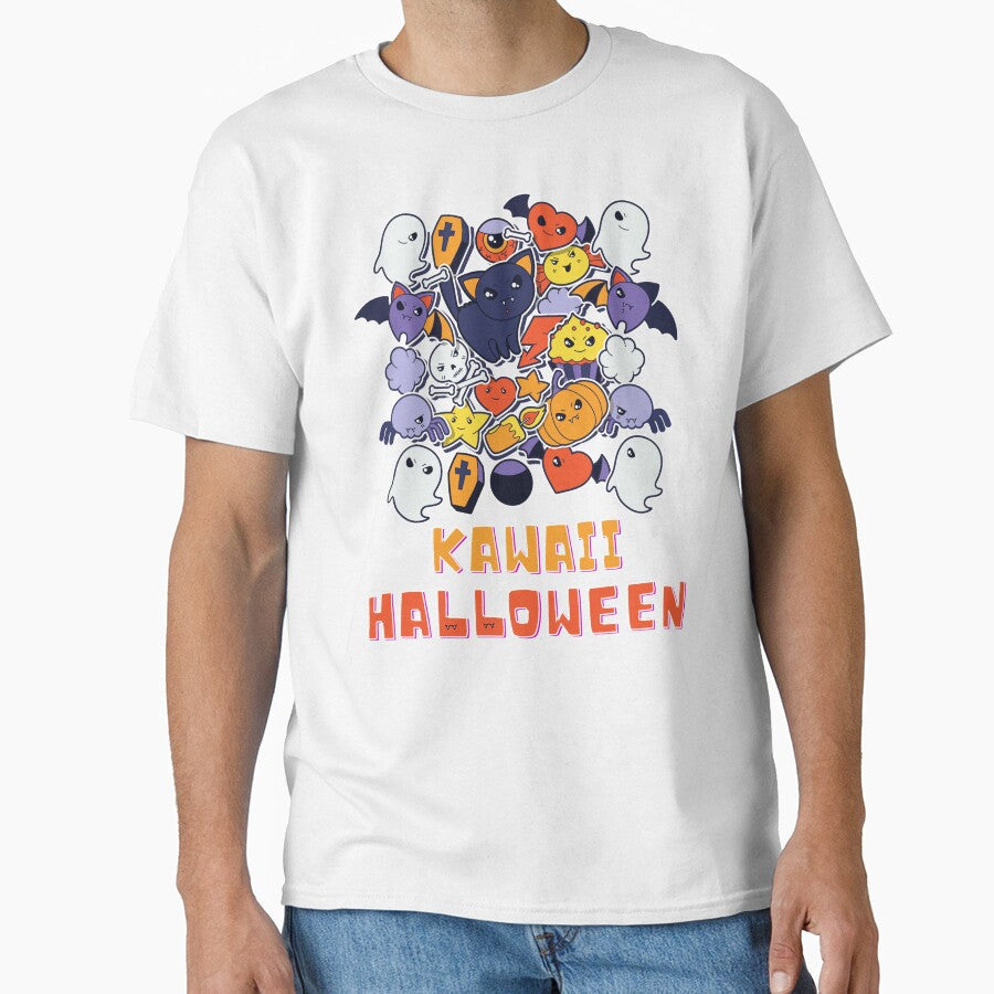 Kawaii Halloween Black Cat Ghosts Skull Pumpkin Spooky by BeeZBeez Unisex T-shirt, Sweatshirt, Hoodie, Long Sleeve Tee - T-Shirt, Sweatshirt, Hoodie