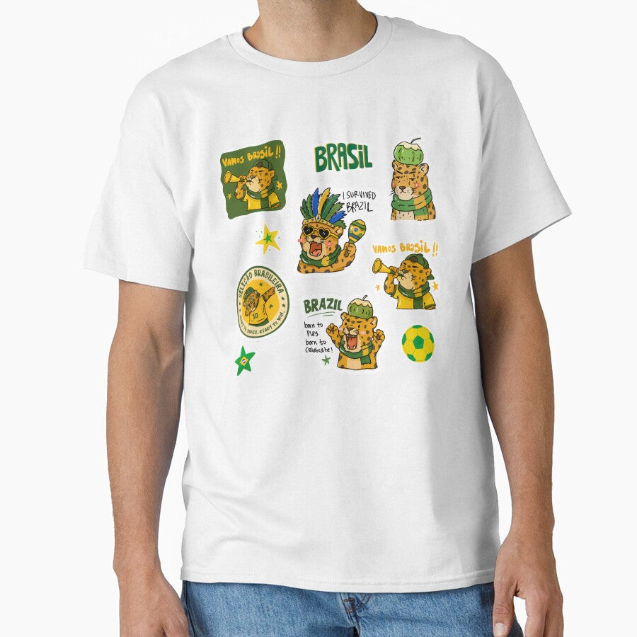 Brazil Jaguar World Cup 2026 Sticker Pack | Cute Football Fan Collection by chupichapa Unisex T-shirt, Sweatshirt, Hoodie, Long Sleeve Tee - T-Shirt, Sweatshirt, Hoodie