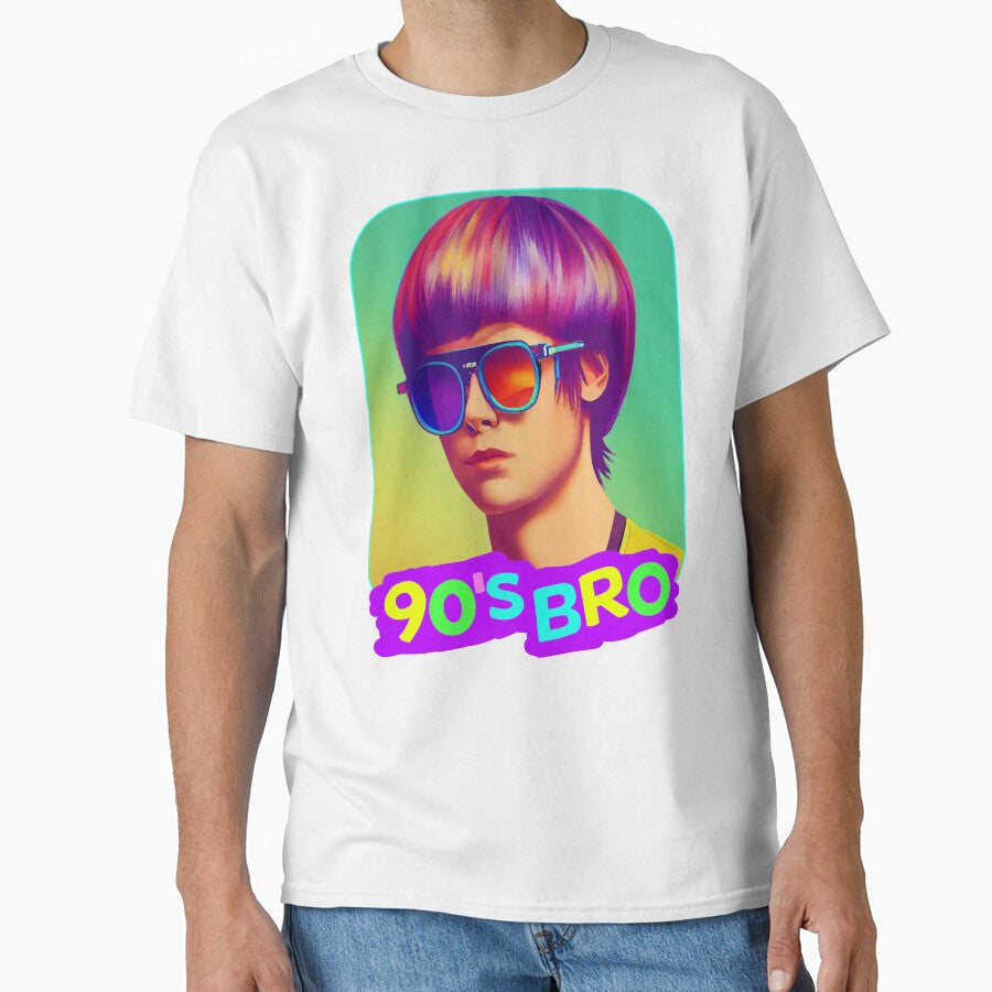 90's Bro with Bowlcut Retro Party Design for Men Born in the 90s by samshirts Unisex T-shirt, Sweatshirt, Hoodie, Long Sleeve Tee - T-Shirt, Sweatshirt, Hoodie