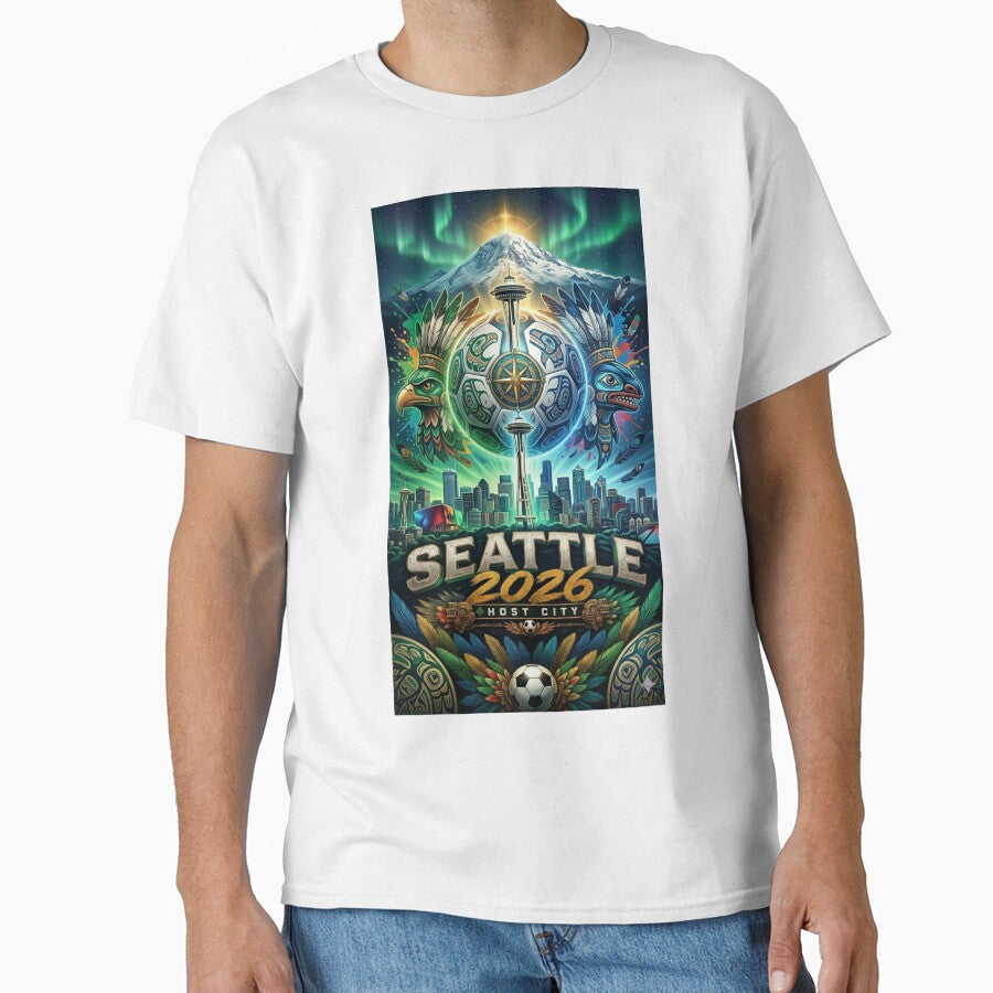 Seattle 2026 Soccer Host City PNW Totem Art by Aram250 Unisex T-shirt, Sweatshirt, Hoodie, Long Sleeve Tee - T-Shirt, Sweatshirt, Hoodie