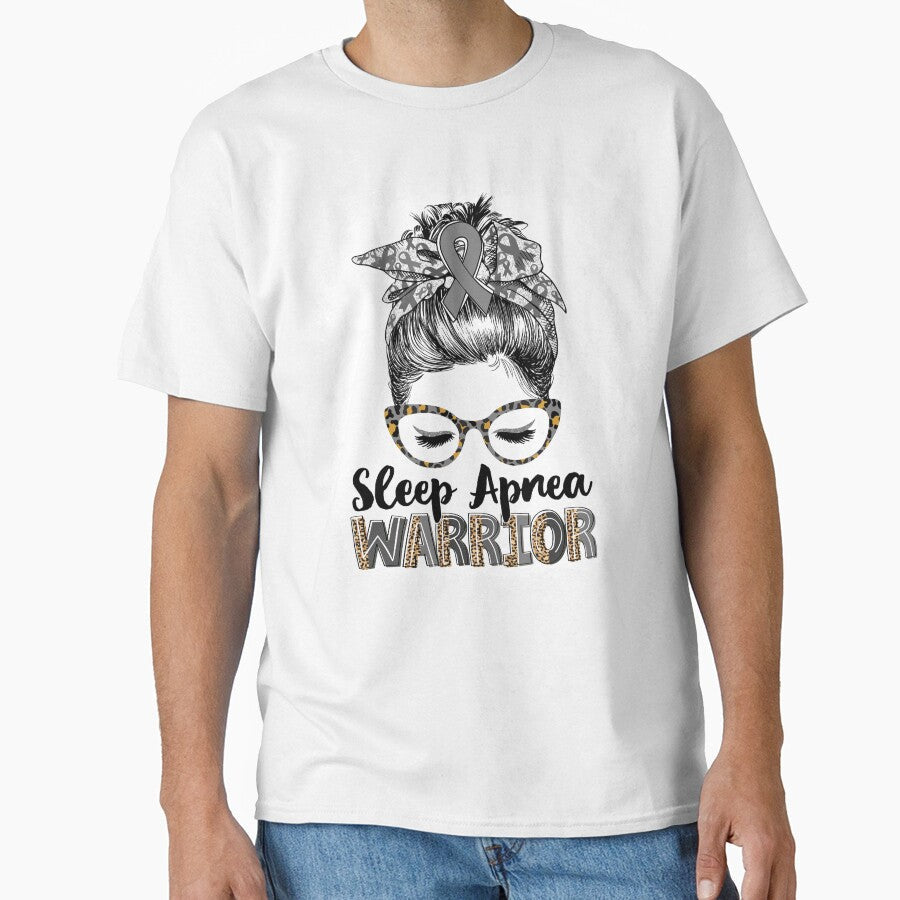 Messy Bun Leopard Sleep Apnea Warrior by rechardtee Unisex T-shirt, Sweatshirt, Hoodie, Long Sleeve Tee - T-Shirt, Sweatshirt, Hoodie