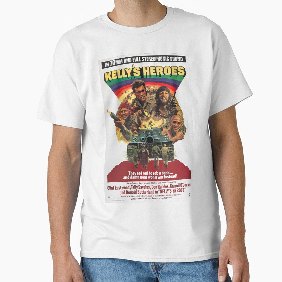 Kellys Heroes Movie Poster  Vintage War Film Wall Art  Classic 1970s Cinema Print by neildoch - T-Shirt, Sweatshirt, Hoodie