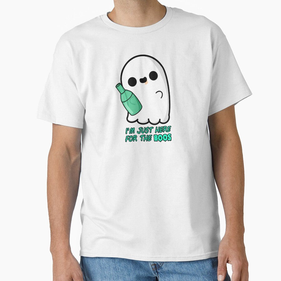 Cute Cartoon Ghost|| I'm Just Here for the Boos || Kawaii Halloween by cookingwithten Unisex T-shirt, Sweatshirt, Hoodie, Long Sleeve Tee - T-Shirt, Sweatshirt, Hoodie