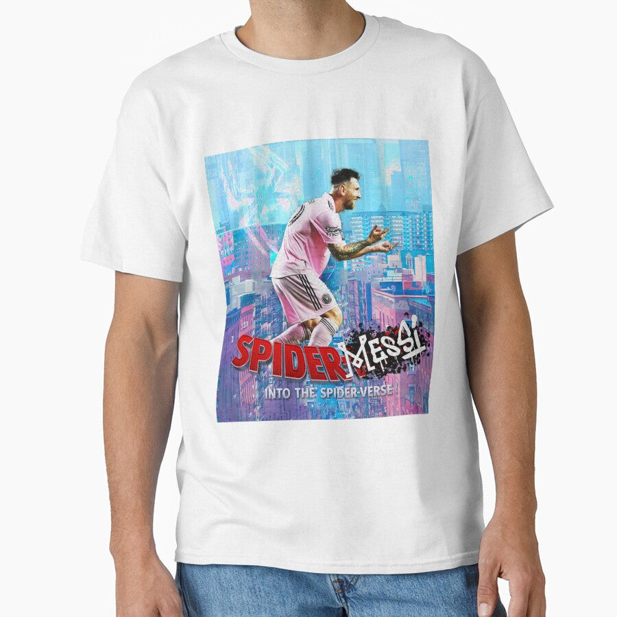 Spider Messi into the Spider Verse by sebachamorro Unisex T-shirt, Sweatshirt, Hoodie, Long Sleeve Tee - T-Shirt, Sweatshirt, Hoodie