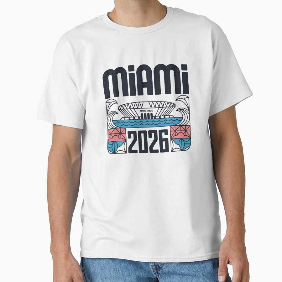 Miami 2026 Ocean Wave Football T-Shirt V9 by DarylWelsh2024 Unisex T-shirt, Sweatshirt, Hoodie, Long Sleeve Tee - T-Shirt, Sweatshirt, Hoodie