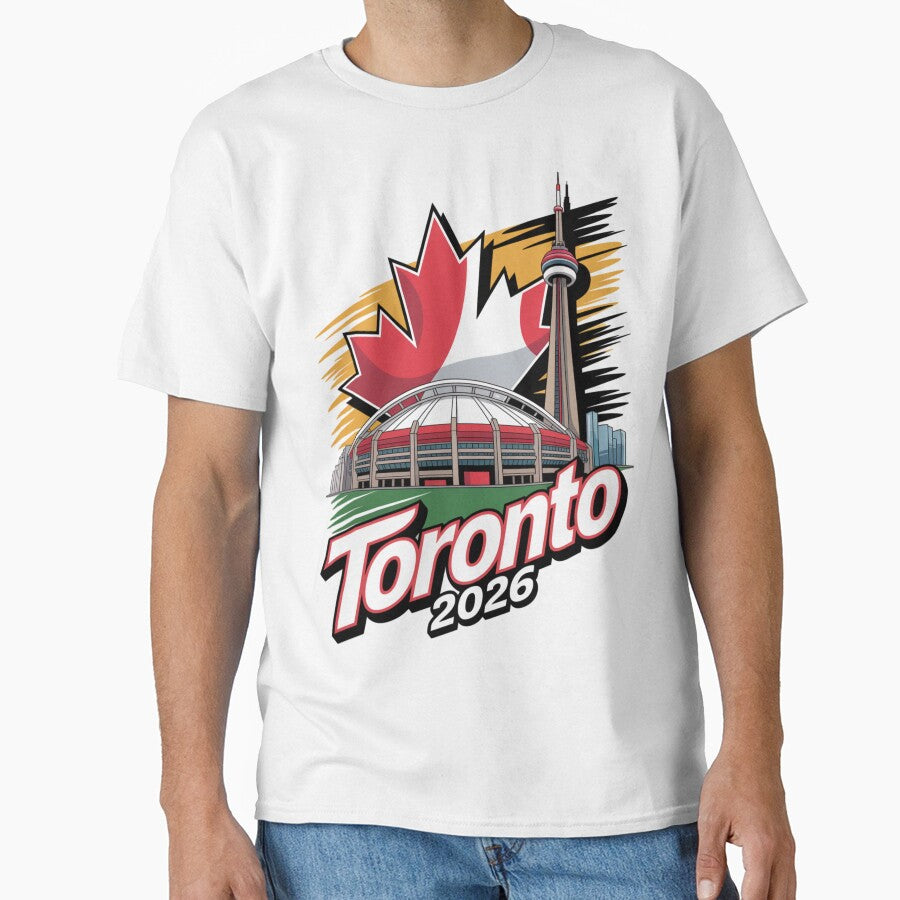 Toronto 2026 CN Tower Stadium Skyline T-Shirt V7 by DarylWelsh2024 Unisex T-shirt, Sweatshirt, Hoodie, Long Sleeve Tee - T-Shirt, Sweatshirt, Hoodie