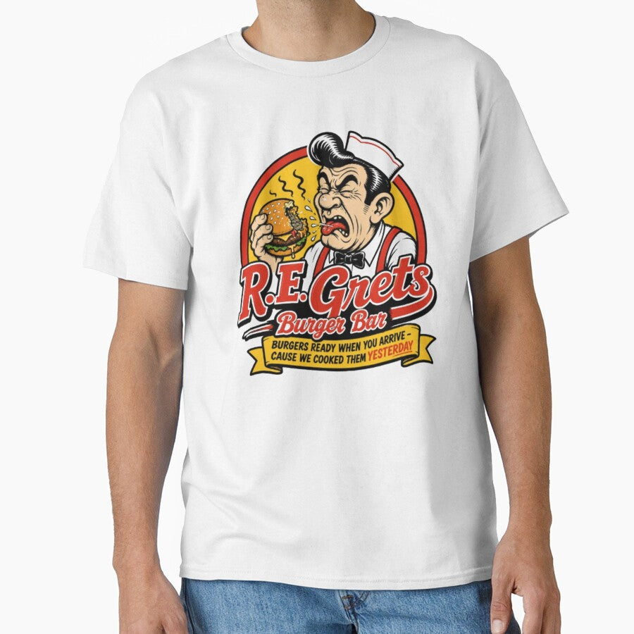 Retro Cartoon Hamburger Parody by Red Cash Unisex T-shirt, Sweatshirt, Hoodie, Long Sleeve Tee - T-Shirt, Sweatshirt, Hoodie
