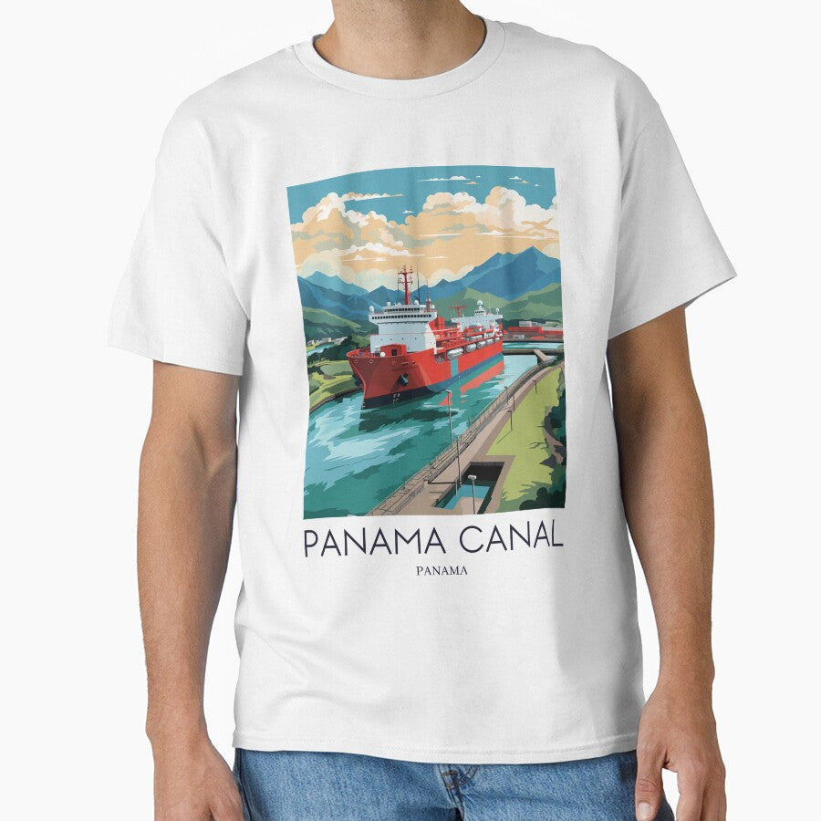 A Pop Art Travel Print of the Panama Canal - Panama by StudioRedKoala Unisex T-shirt, Sweatshirt, Hoodie, Long Sleeve Tee - T-Shirt, Sweatshirt, Hoodie