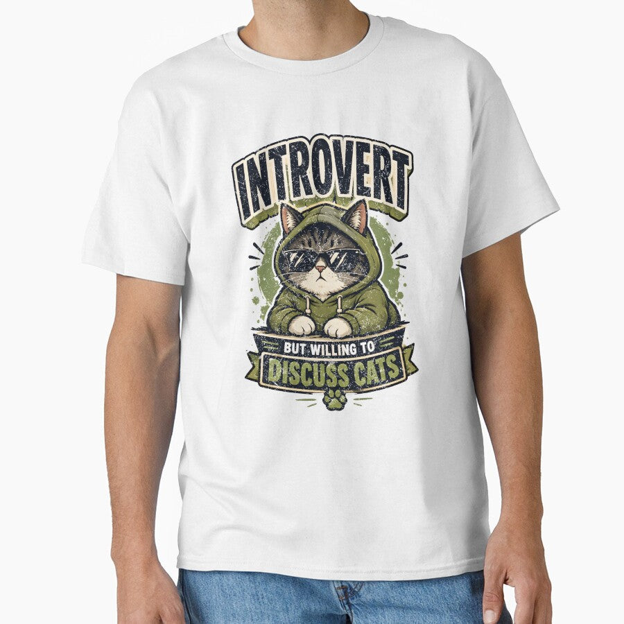 Introvert But Willing To Discuss Cats. by Mr Lee Unisex T-shirt, Sweatshirt, Hoodie, Long Sleeve Tee - T-Shirt, Sweatshirt, Hoodie