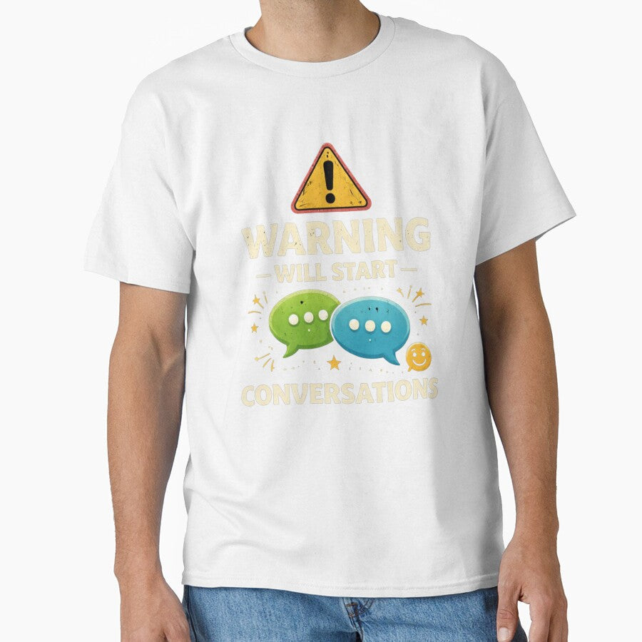 Warning Will Start Conversations Funny Extrovert Humor Design by Tropivaro Unisex T-shirt, Sweatshirt, Hoodie, Long Sleeve Tee - T-Shirt, Sweatshirt, Hoodie