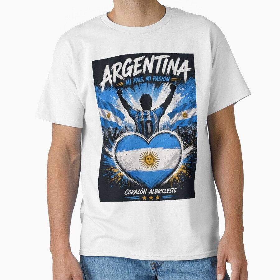 Argentina Flag Heart  Football Fan Pride Design by Jandedan Unisex T-shirt, Sweatshirt, Hoodie, Long Sleeve Tee - T-Shirt, Sweatshirt, Hoodie