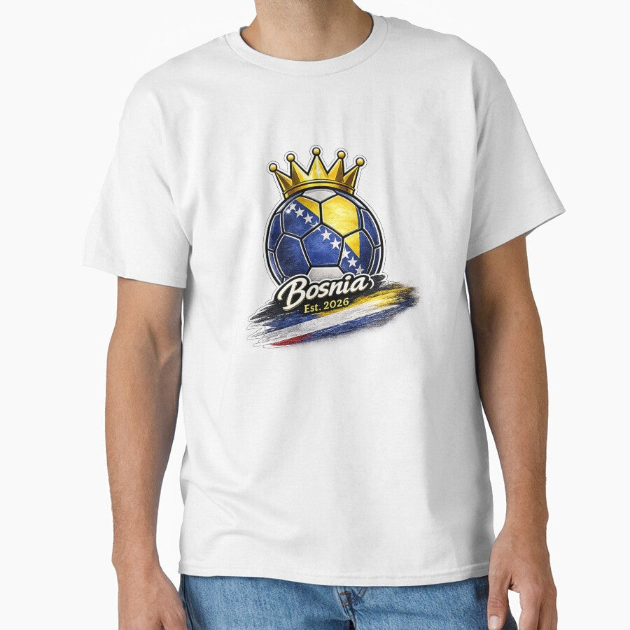 Bosnia 2026 Soccer Fan Funny Bosnia Flag Football by QuiteOrbit Unisex T-shirt, Sweatshirt, Hoodie, Long Sleeve Tee - T-Shirt, Sweatshirt, Hoodie