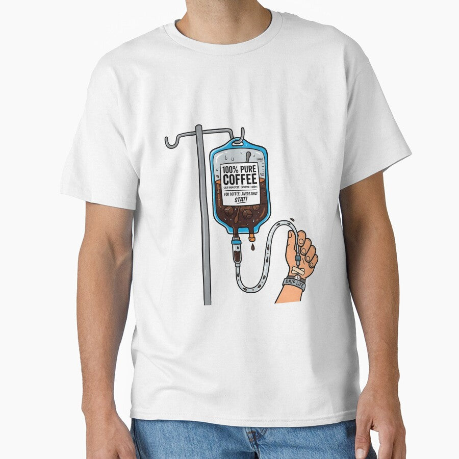 100% Pure Coffee - Funny IV Coffee Bag Medical Parody Design by WowDezign Unisex T-shirt, Sweatshirt, Hoodie, Long Sleeve Tee - T-Shirt, Sweatshirt, Hoodie