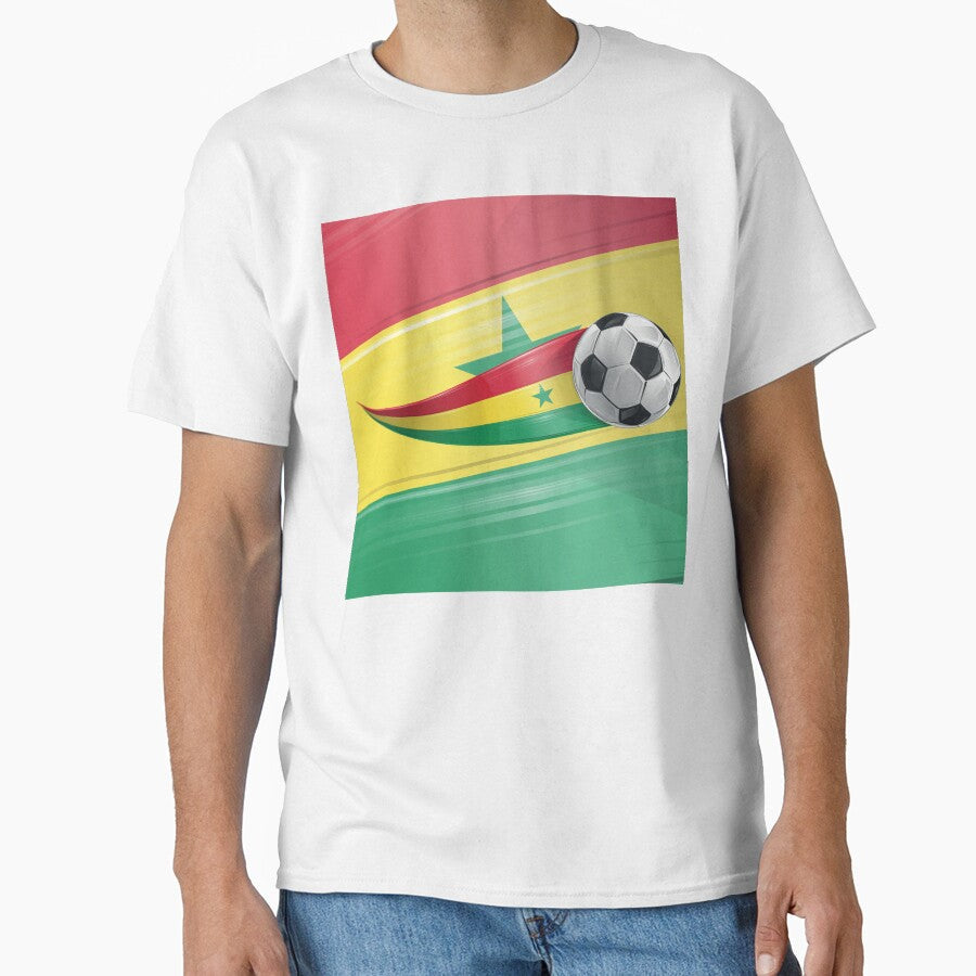 Soccer ball with the colors of the Senegal flag, realistic effect by Doomko Unisex T-shirt, Sweatshirt, Hoodie, Long Sleeve Tee - T-Shirt, Sweatshirt, Hoodie