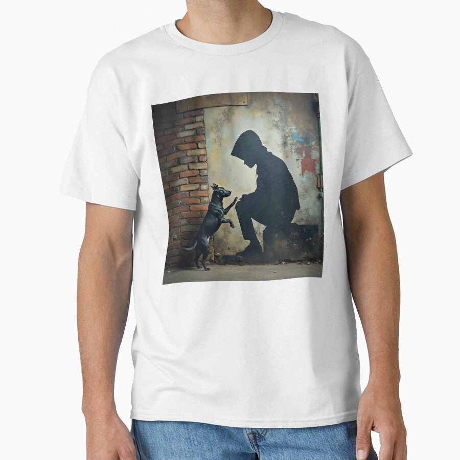 Silent Connection  Street Art Shadow & Dog by Huskyyy Designs Unisex T-shirt, Sweatshirt, Hoodie, Long Sleeve Tee - T-Shirt, Sweatshirt, Hoodie