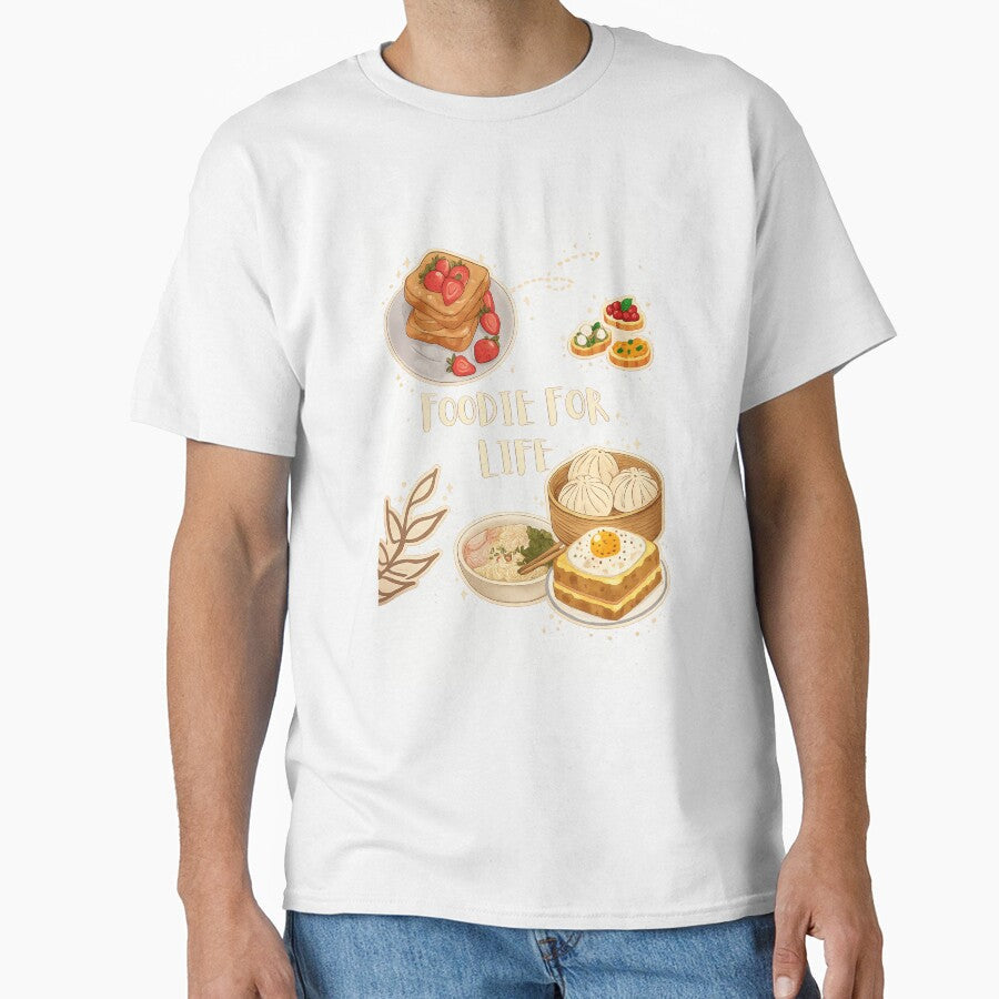 Foodie for Life  Cute Food Lover Watercolor Aesthetic Design by ravenRM Unisex T-shirt, Sweatshirt, Hoodie, Long Sleeve Tee - T-Shirt, Sweatshirt, Hoodie