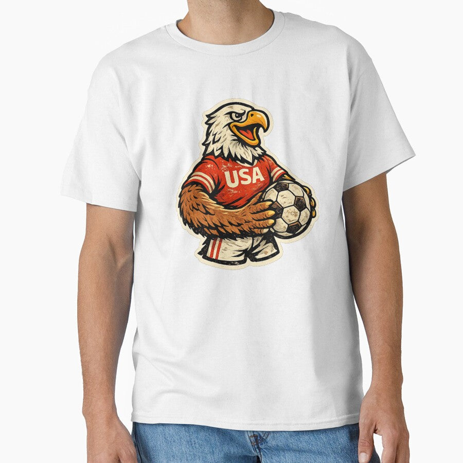 USA Eagle Soccer Sticker  Vintage Football Mascot 2026 by randomdesignsnearme Unisex T-shirt, Sweatshirt, Hoodie, Long Sleeve Tee - T-Shirt, Sweatshirt, Hoodie